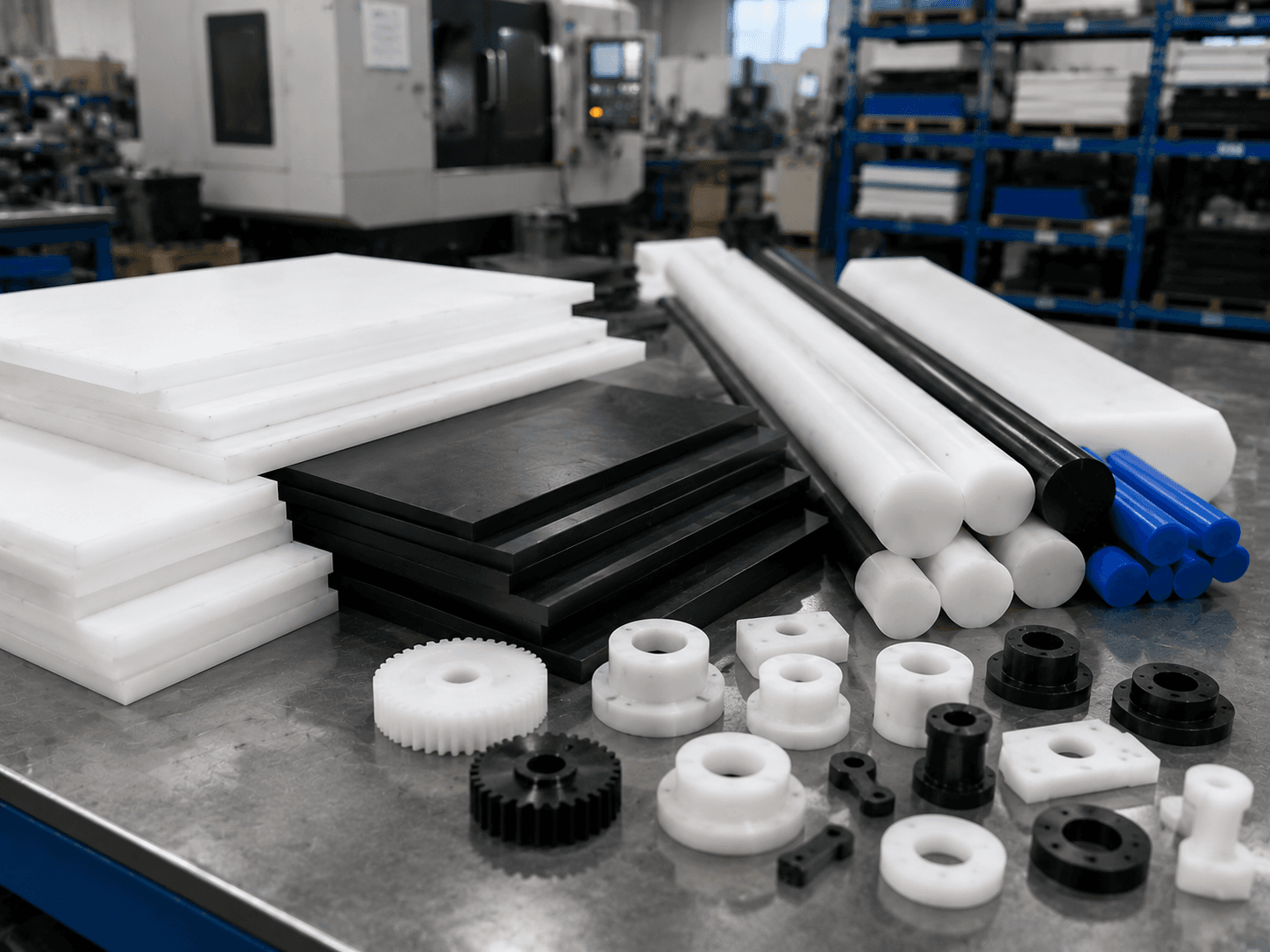 Plastic guide rails installed on automated bottle conveyor equipment