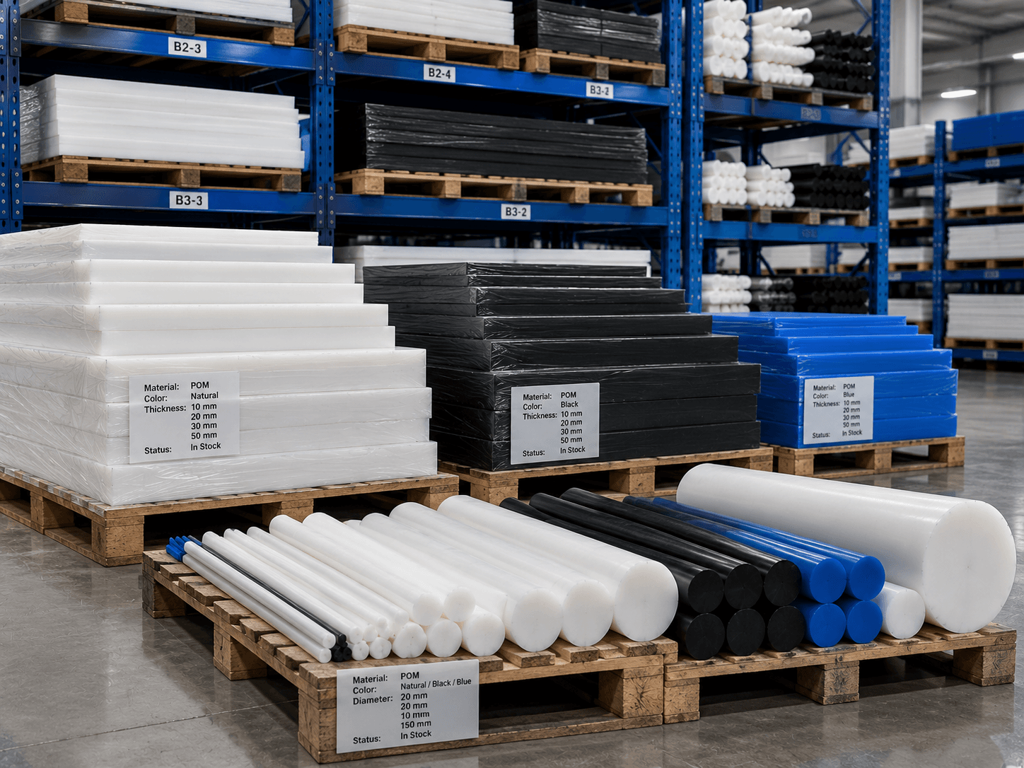 POM / Acetal warehouse inventory for bulk industrial supply