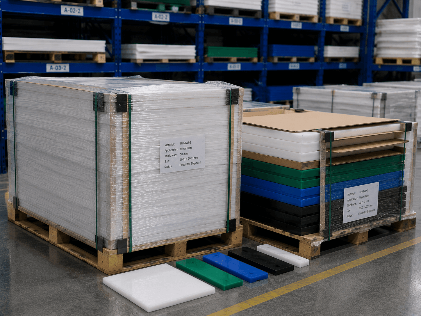 UHMWPE Sheet warehouse inventory for bulk industrial supply
